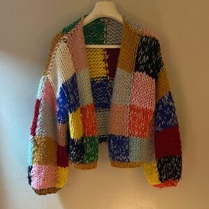 Colorful Patchwork Knit Cardigan